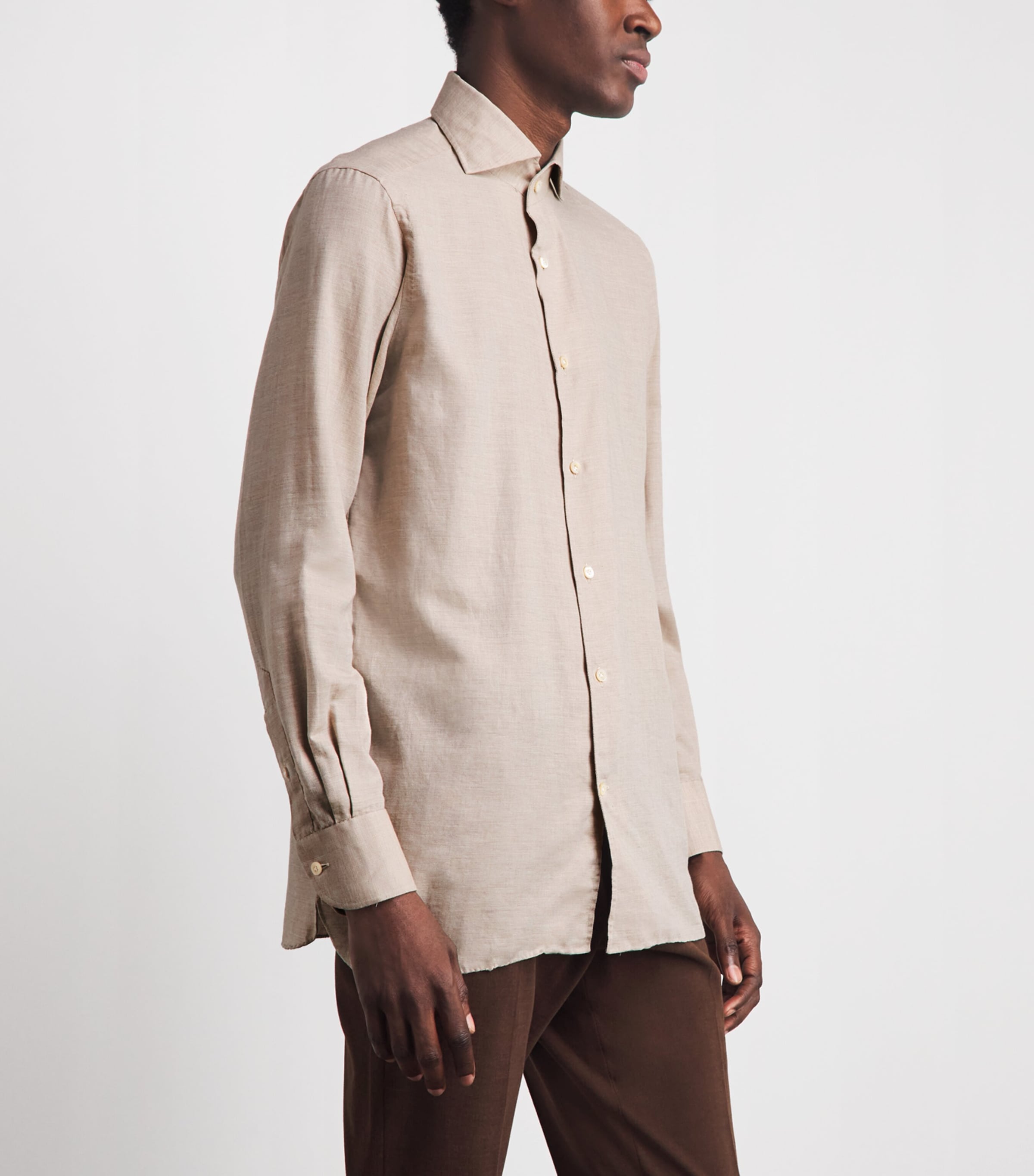 100HANDS Mens Cotton-Cashmere Shirt Soft Beige Image 4