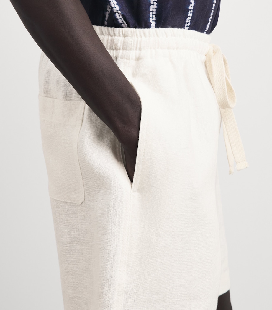 COMMAS Mens Linen Drawstring Shorts White Image 3