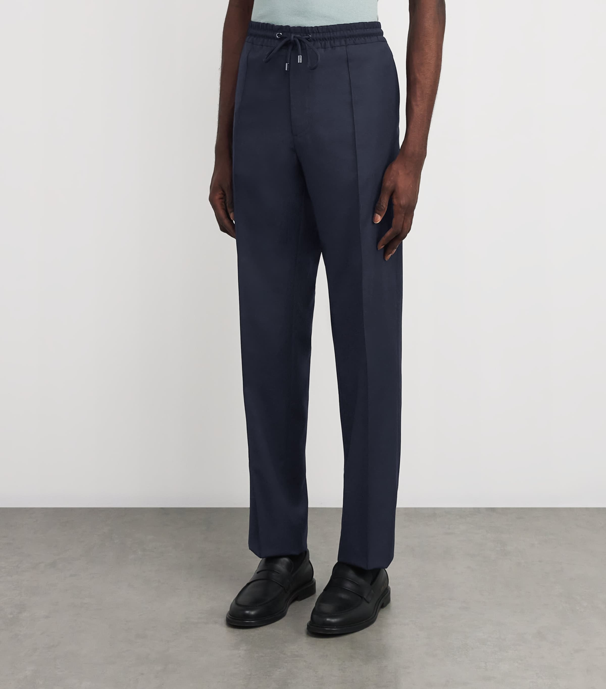 Stretch-Wool Drawstring Trousers 01BLU NAVY Image 3