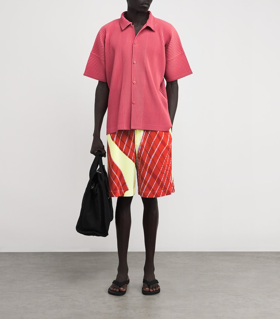 Pleated Windswept Print Shorts 52-YELLOW Image 2