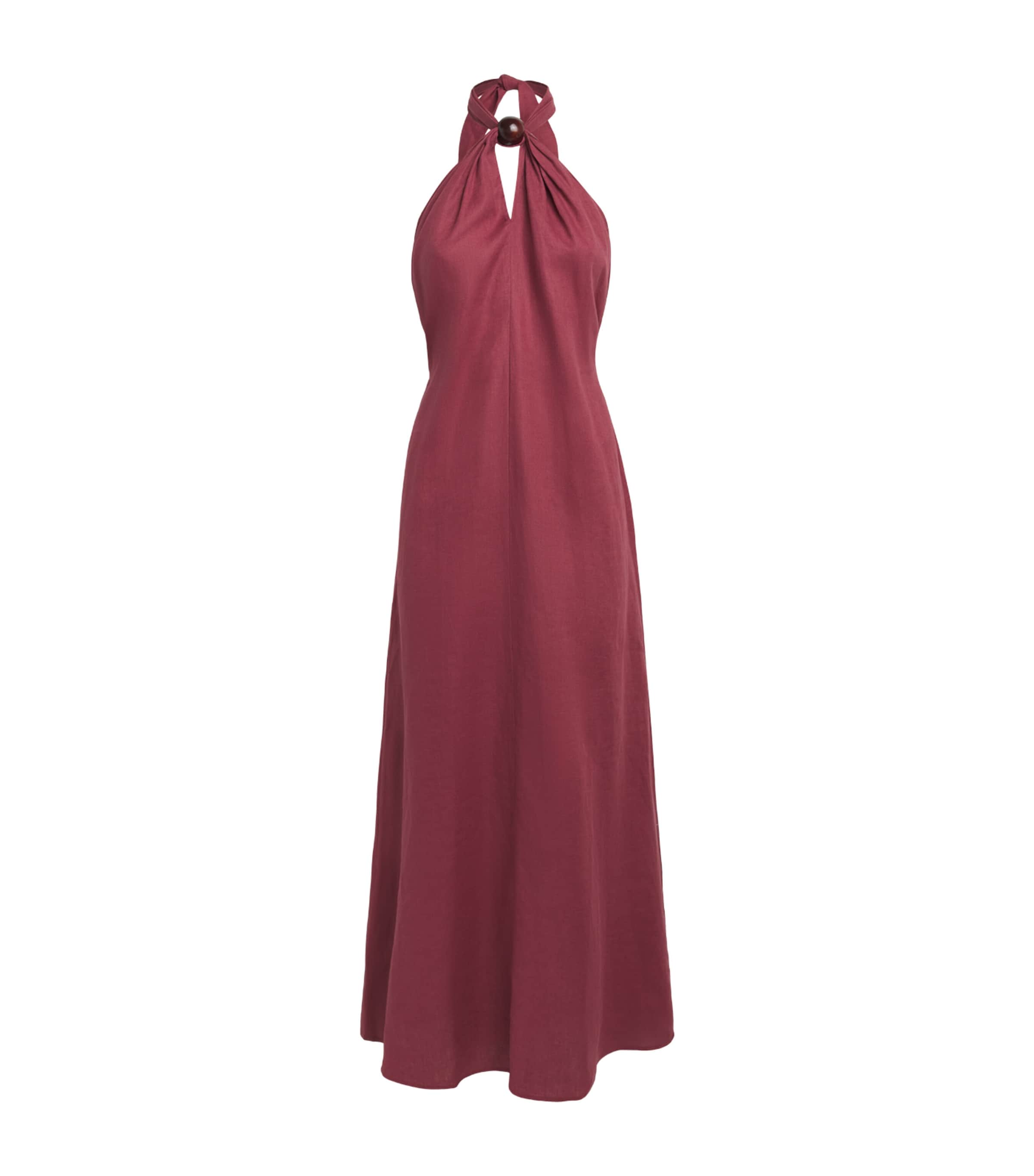Faithfull The Brand Womens Linen Halterneck Lourdes Maxi Dress Rhubarb Image 1