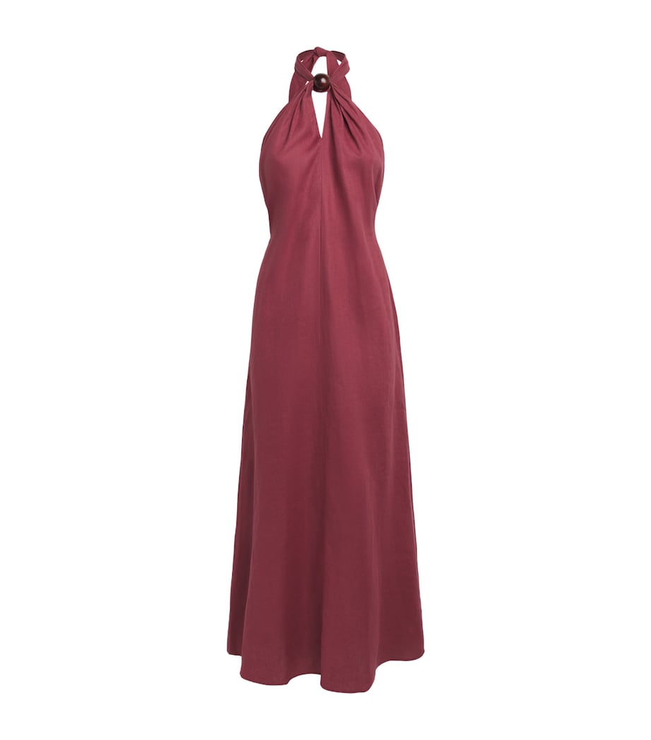 Faithfull The Brand Womens Linen Halterneck Lourdes Maxi Dress Rhubarb Image 1