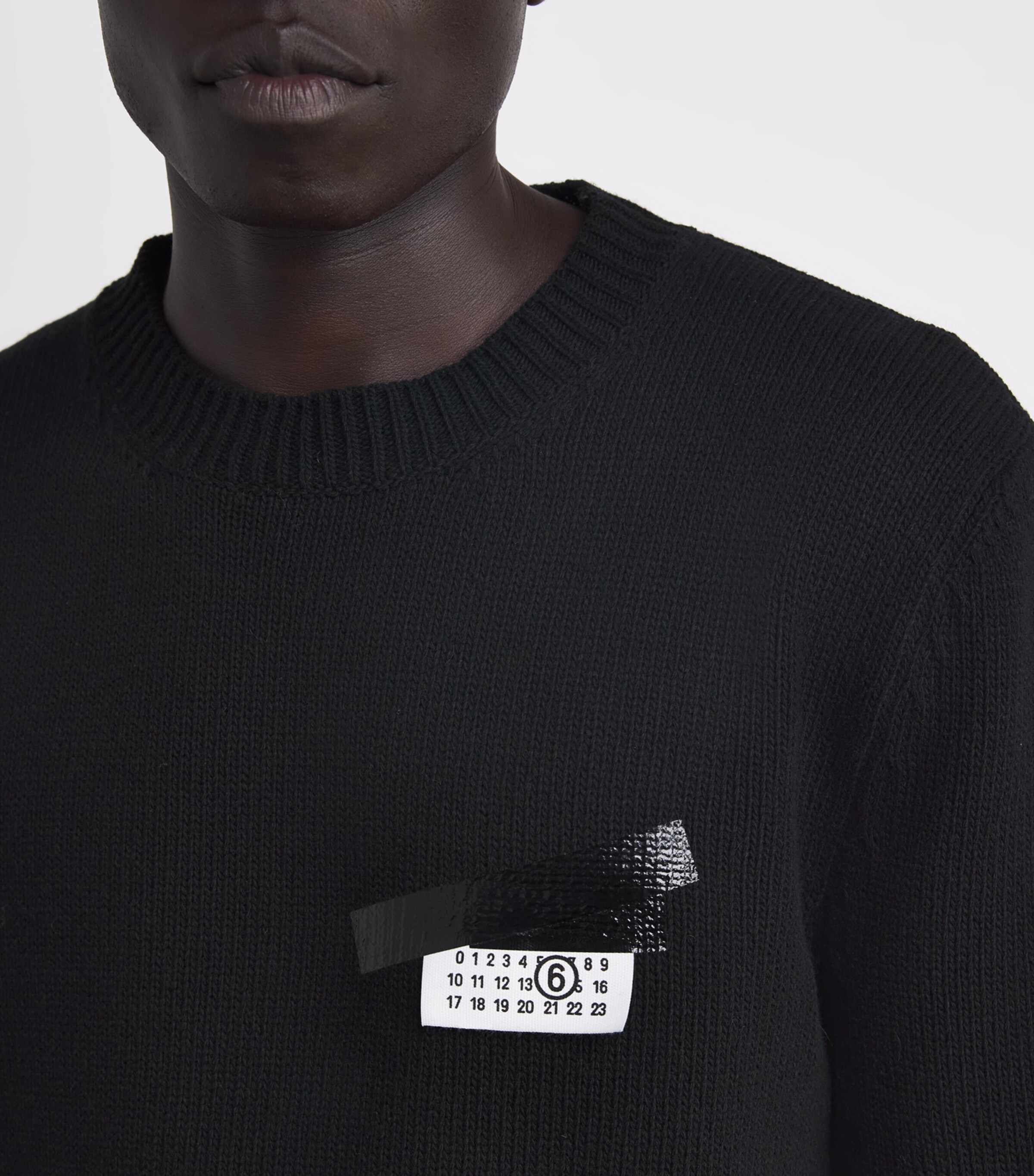 MM6 Maison Margiela Mens Wool-Blend Cable Knit Sweater Black Image 6