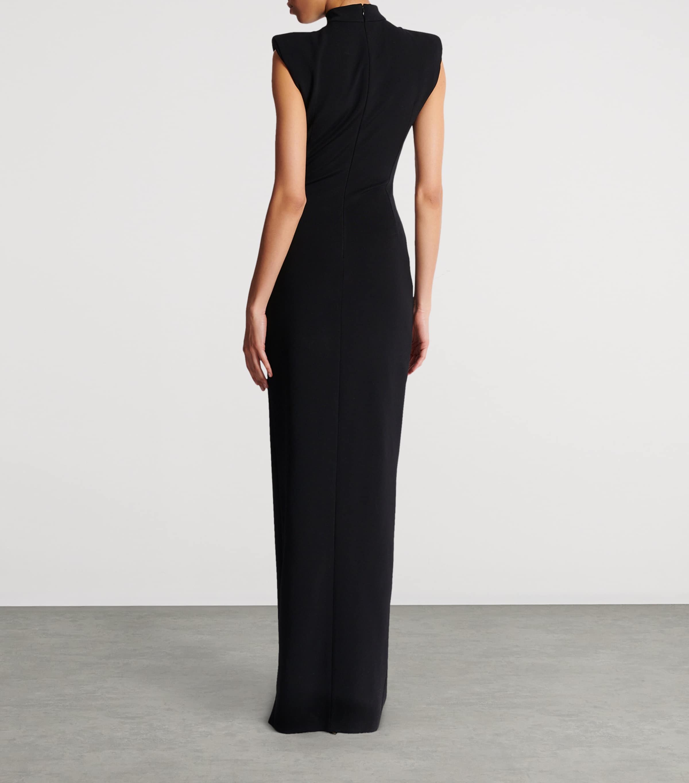 Balmain Womens Zip-Detail Split Maxi Dress Noir Image 4