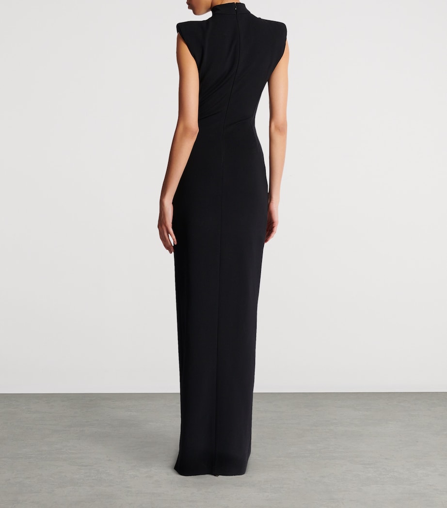 Balmain Womens Zip-Detail Split Maxi Dress Noir Image 4