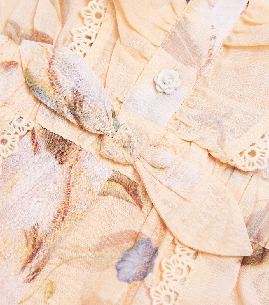 Cotton Crochet-Trim Cascadian Frill Playsuit (2-12 Years) CREAM FLORAL Image 3