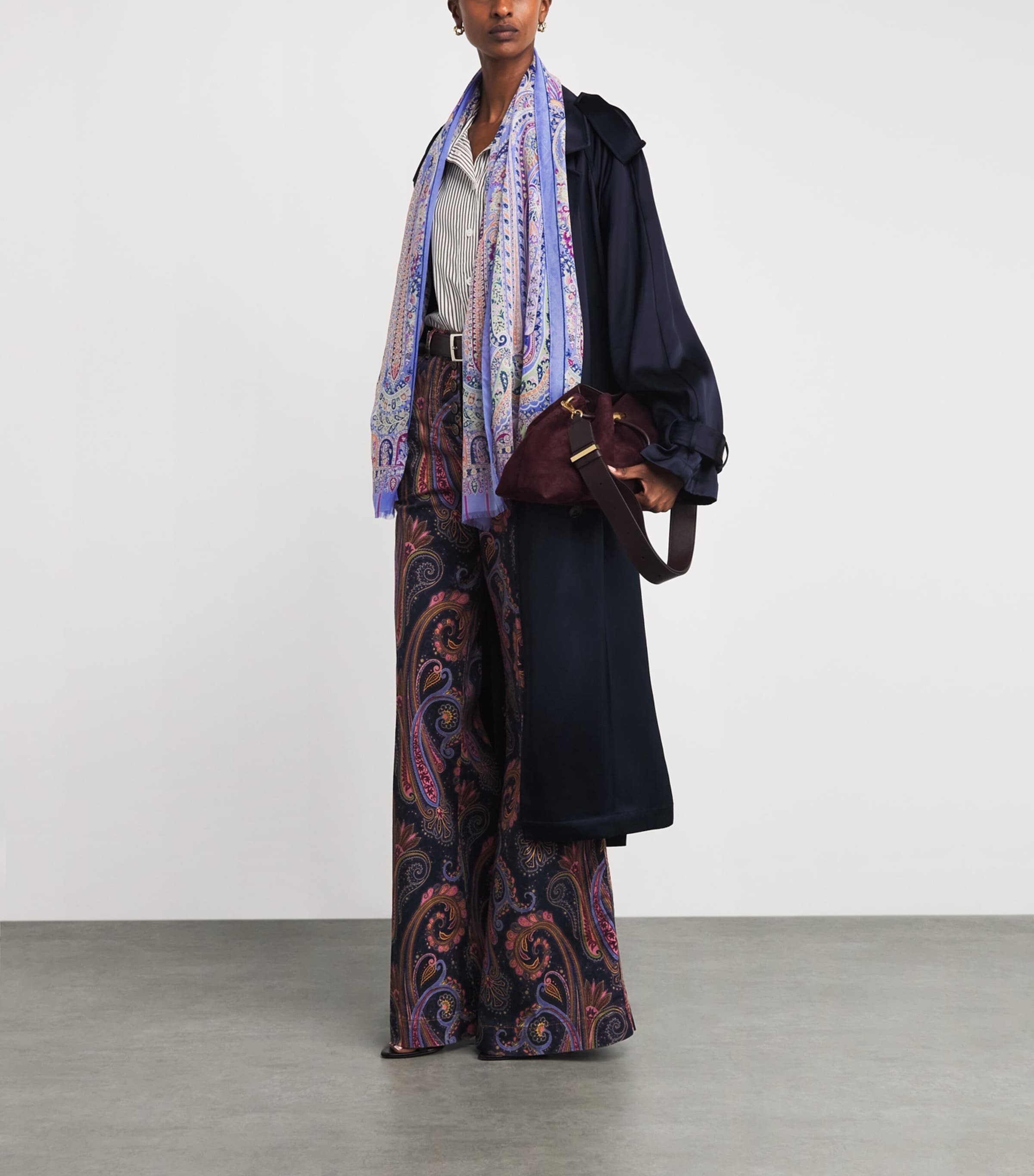 Etro Silk Paisley Scarf Gray Image 2