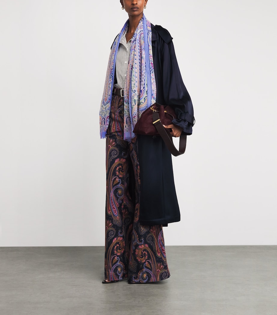 Etro Silk Paisley Scarf Gray Image 2