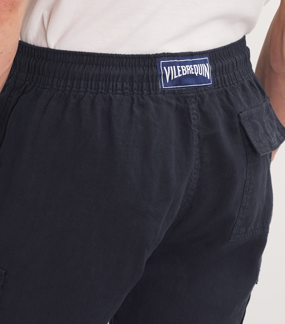 Linen Cargo-Pockets Baie Shorts 390 NAVY Image 5