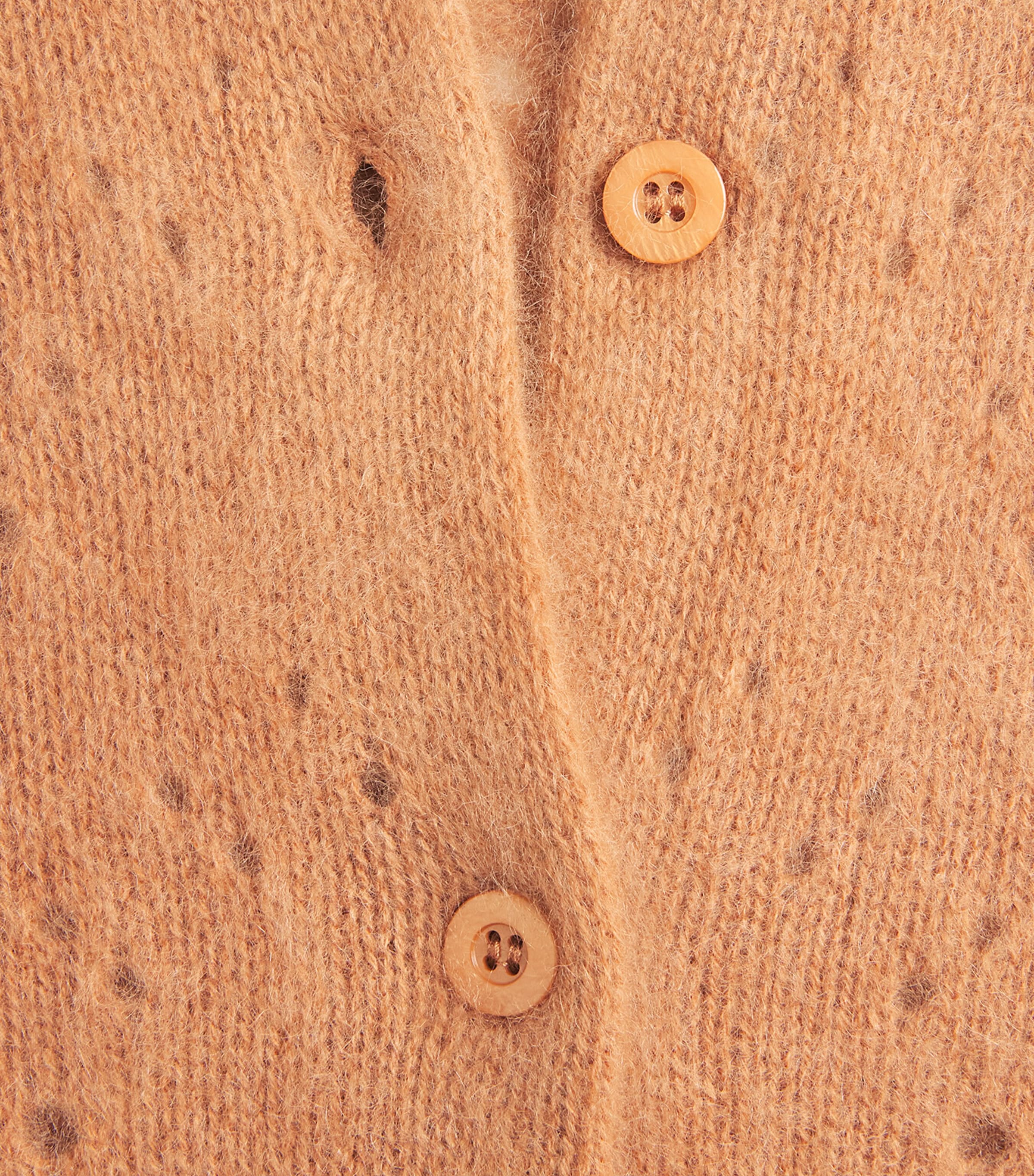FRAME Womens Wool-Cashmere Airy Teddy Cardigan Camel Image 6