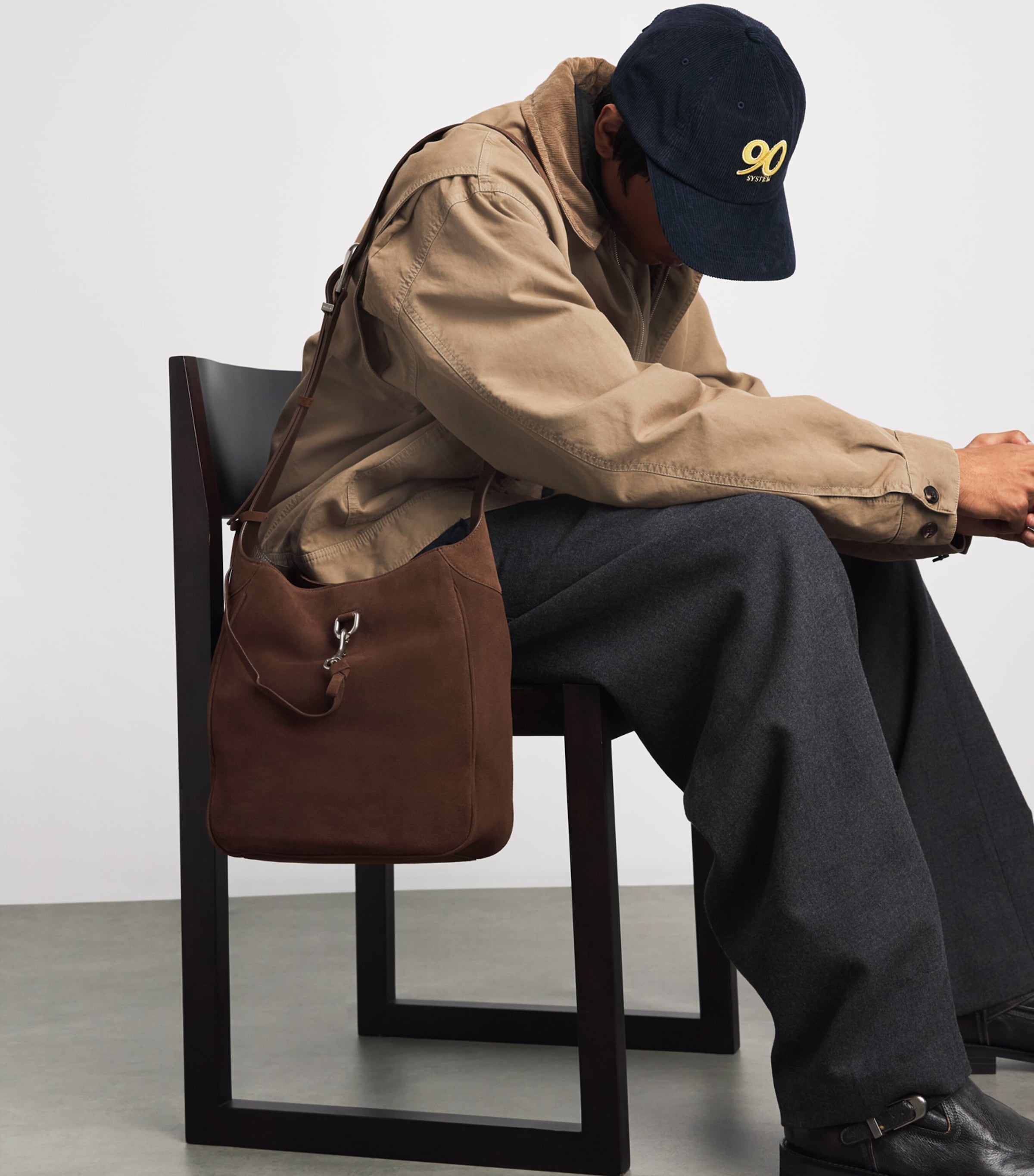 System Suede Anchor Shoulder Bag Dark Brown Image 2