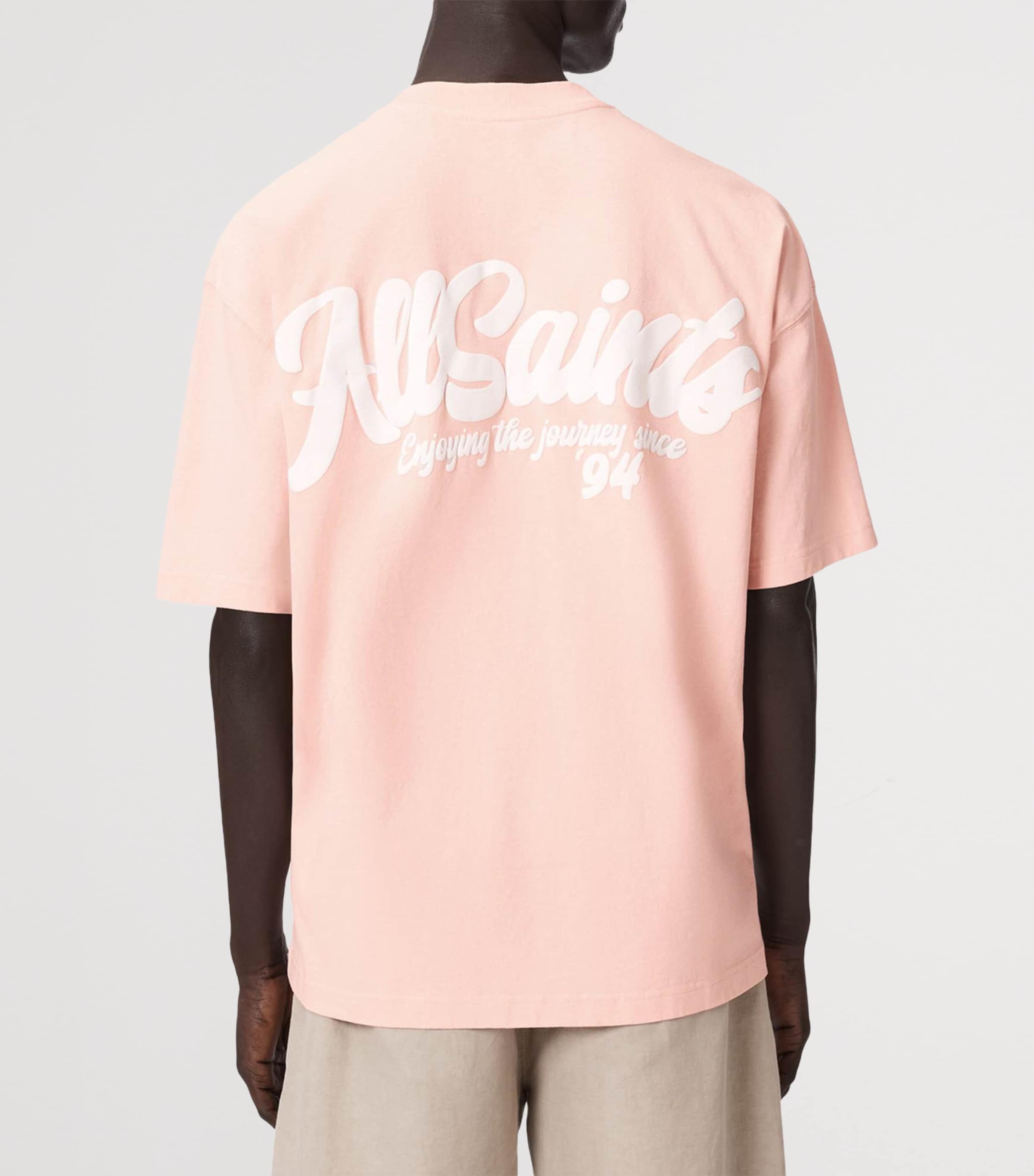 AllSaints Mens Organic Cotton Oversized Odyssey T-Shirt Blushed Pink Image 4