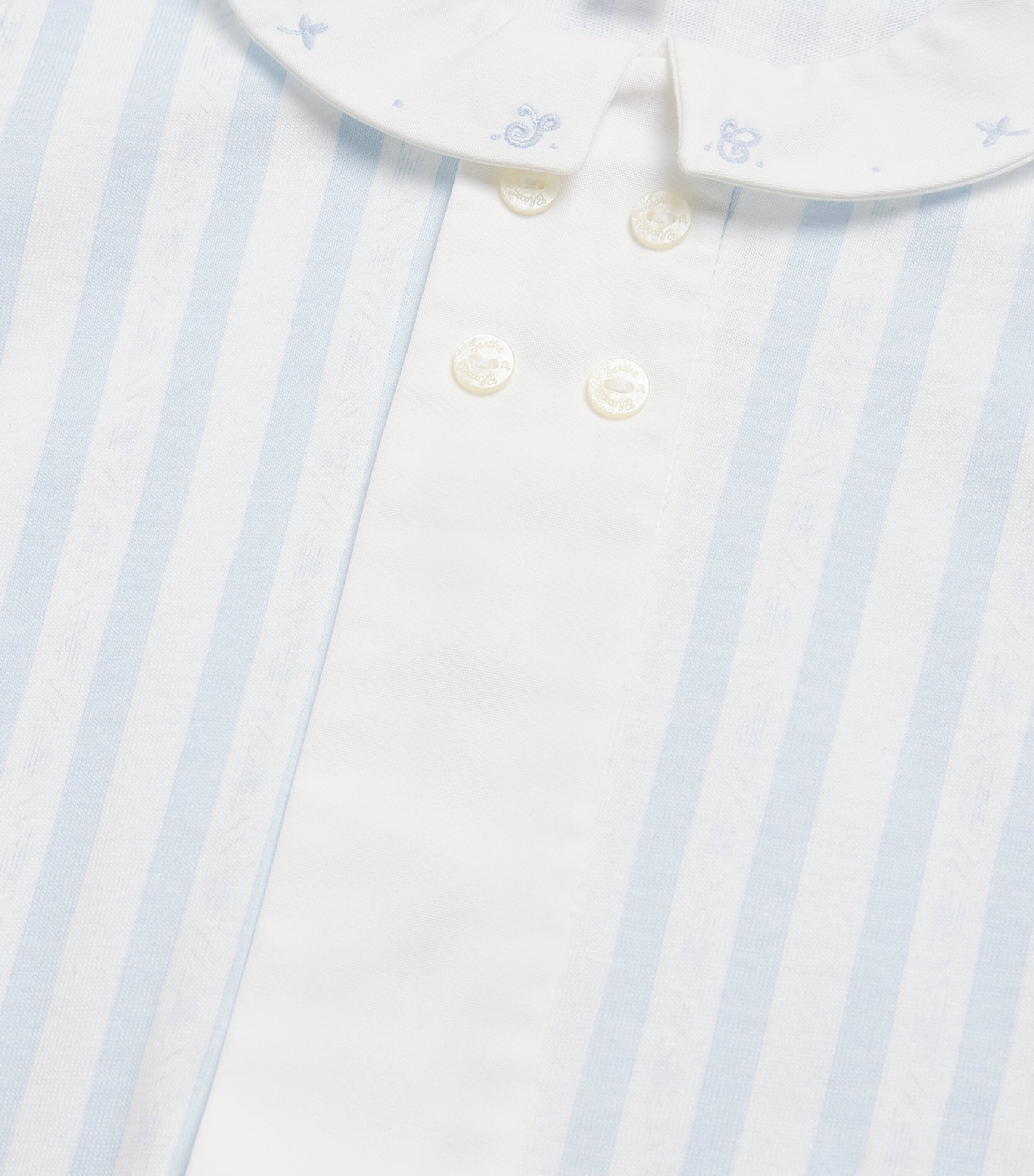 Tartine et Chocolat Cotton Striped Playsuit (0-18 Months) Bleu Ciel Image 3