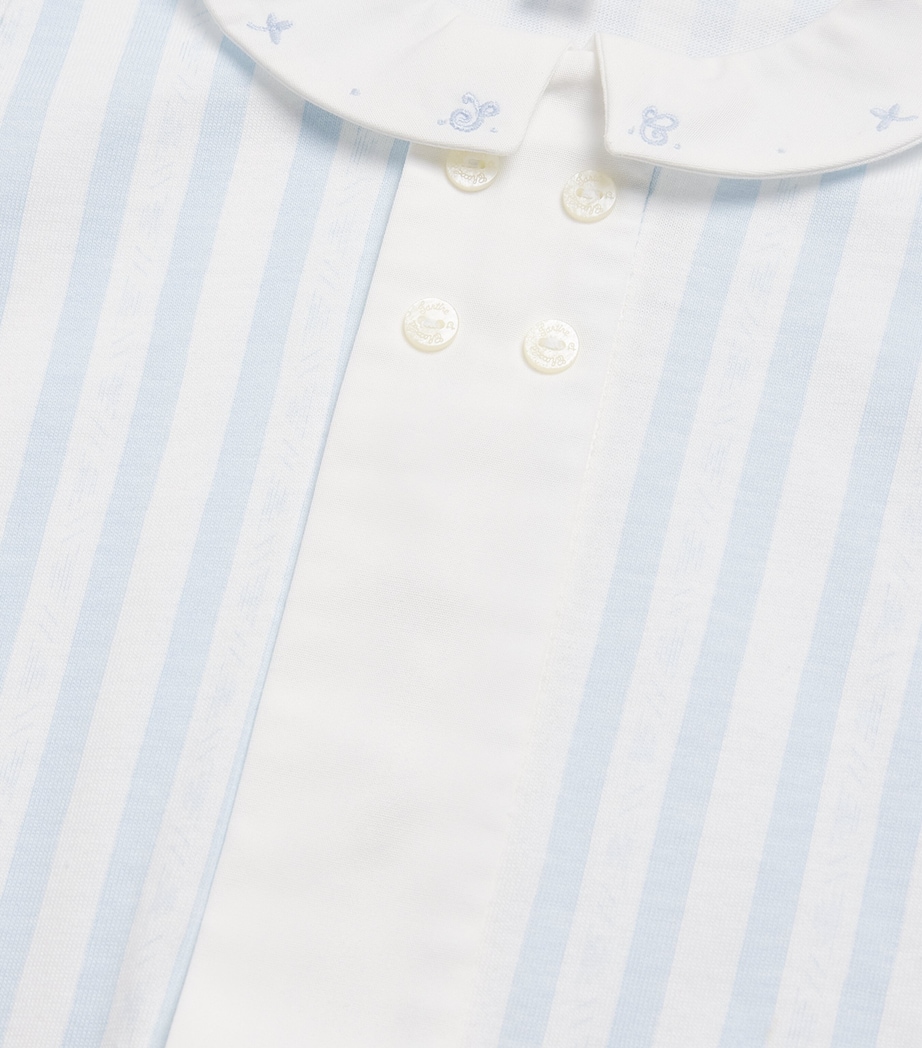 Tartine et Chocolat Cotton Striped Playsuit (0-18 Months) Bleu Ciel Image 3