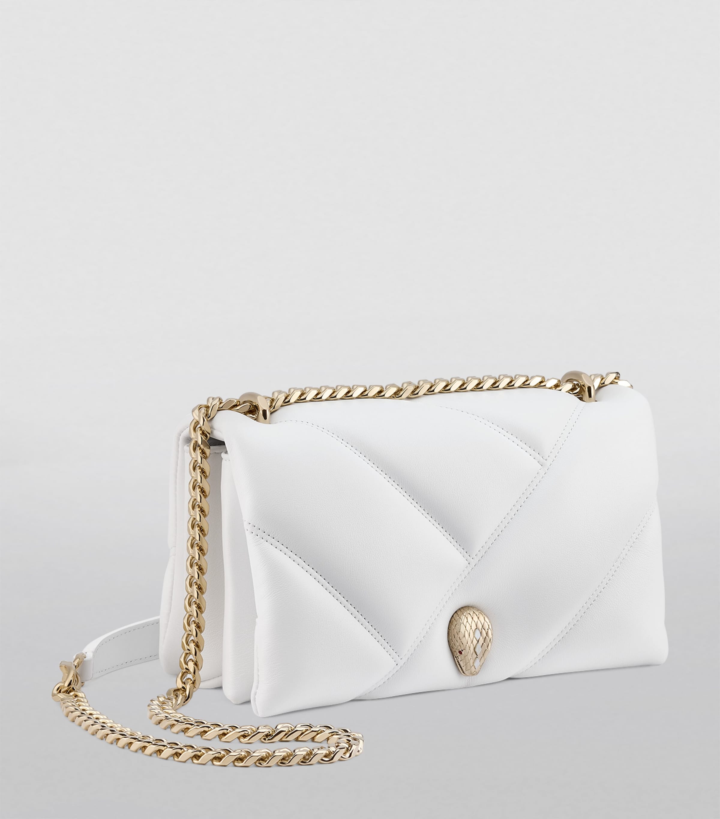 Leather Serpenti Cabochon Cross-Body Bag WHITE Image 4