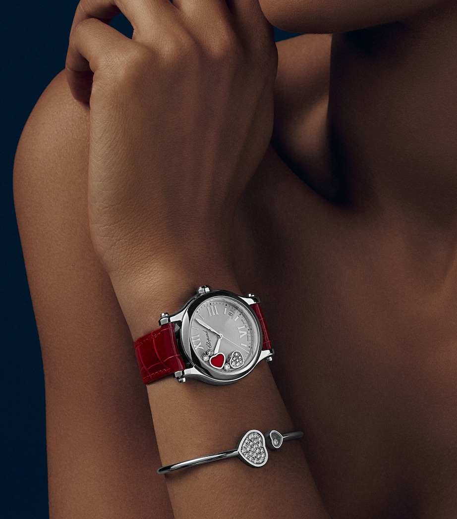 White Gold and Diamond Happy Hearts Bangle Image 5