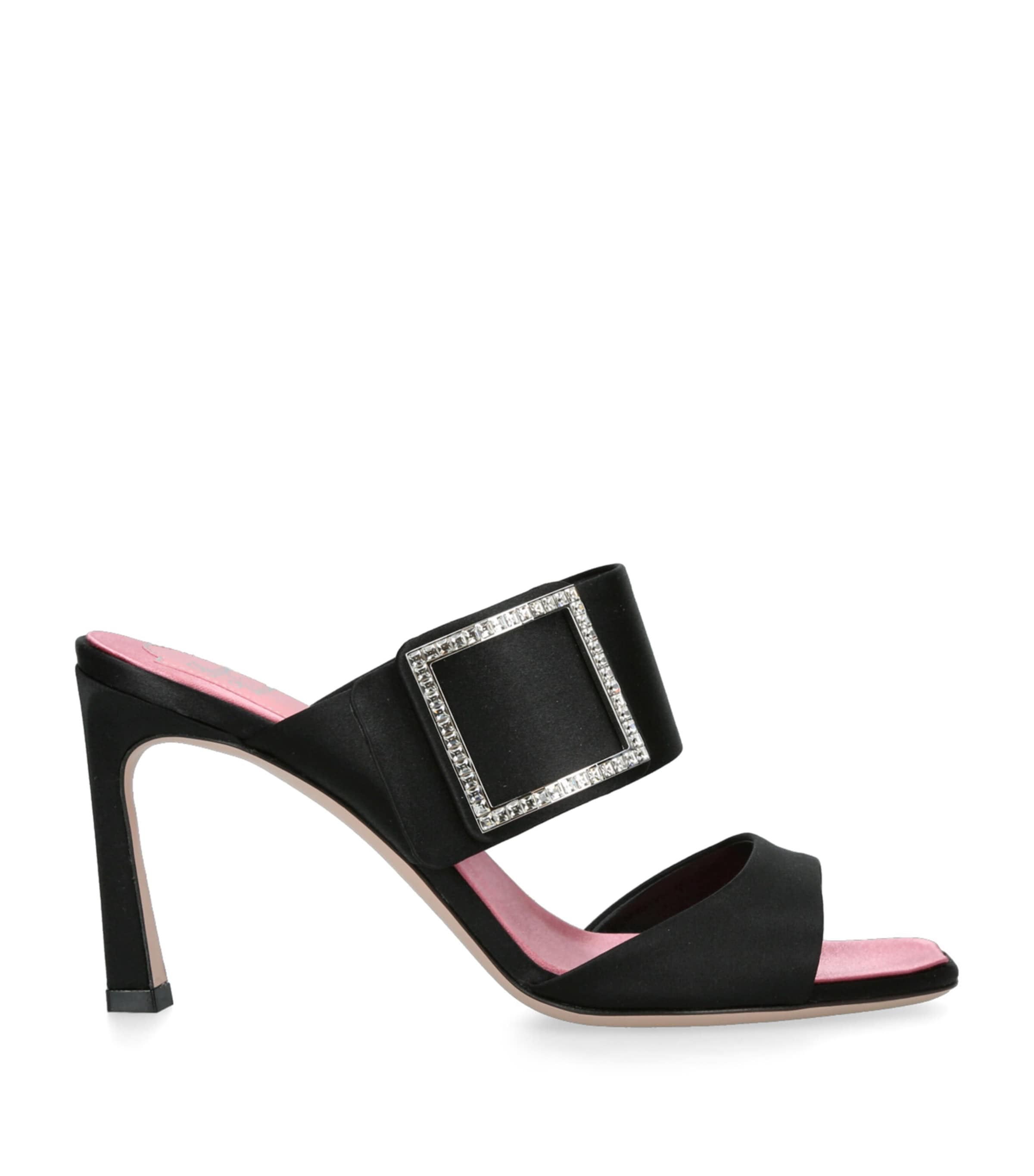 Roger Vivier Satin Trompette Wide-Strap Mules 85 Black Image 1