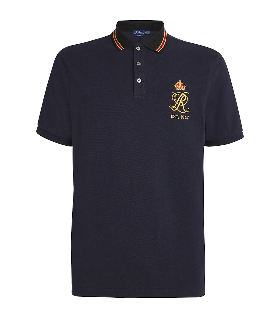 Polo Ralph Lauren Mens Cotton Crest Polo Shirt Navy Image 1