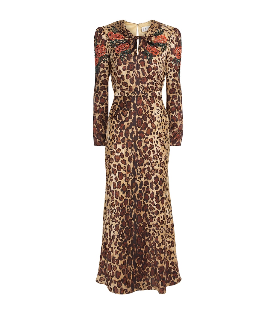 Satin Beaded Cheetah Print Claudia Midi Dress 2347/5790 CHEETAH Image 1