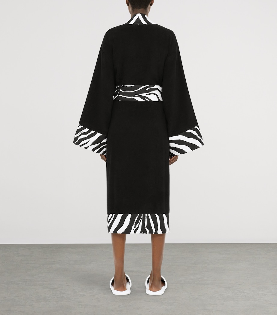 Dolce&Gabbana Casa Terry Cotton Zebra Print Robe Nero Zebra Image 4