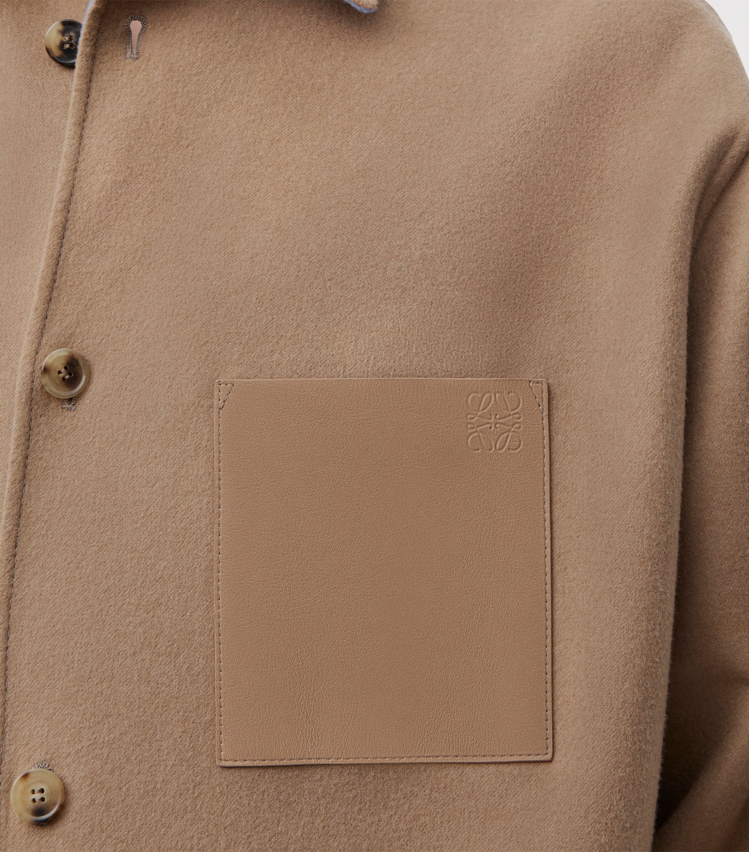 Wool-Cashmere Anagram Overshirt CAMEL/BLUE Image 4