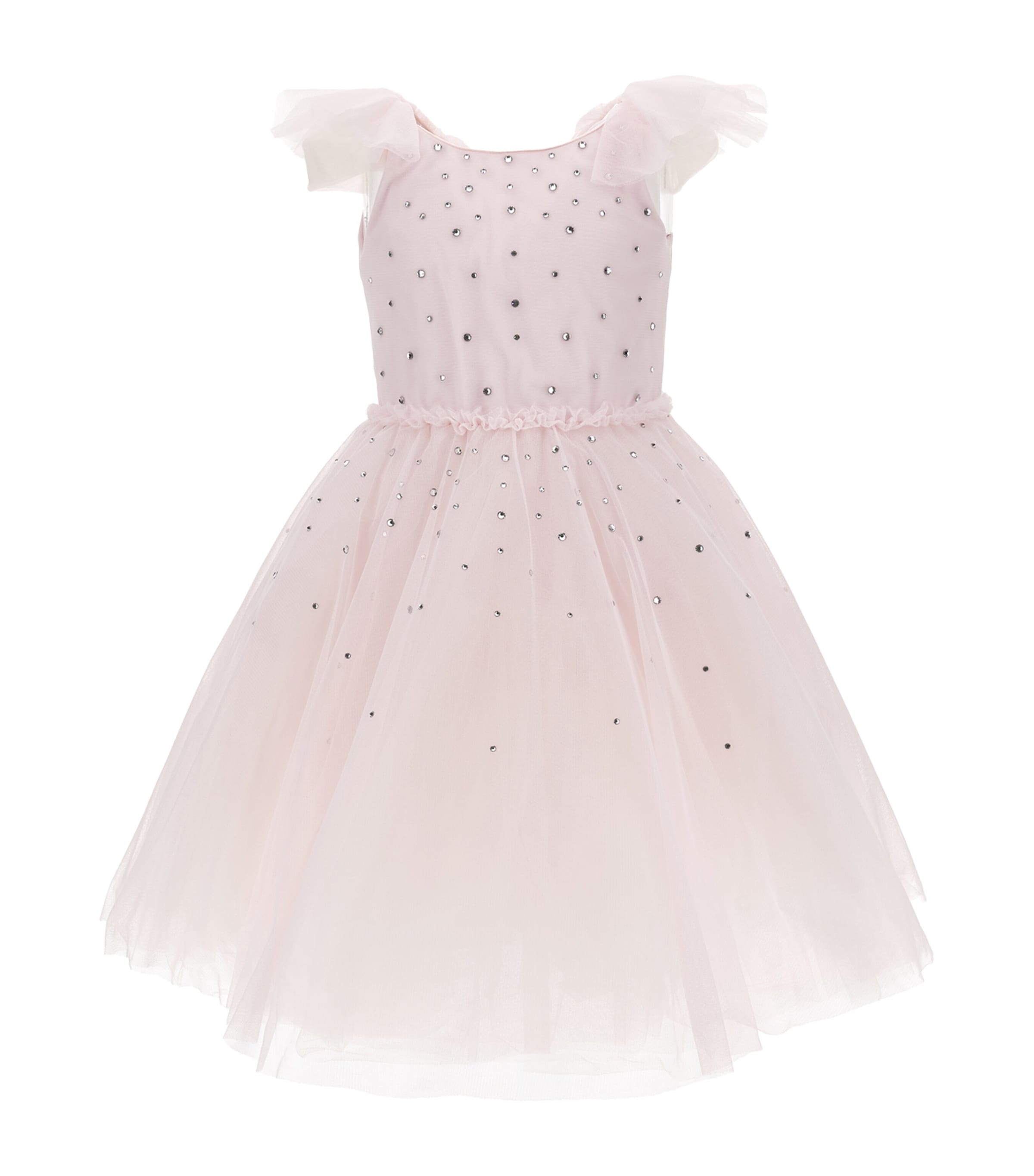 Shop Monnalisa Rhinestone Tulle Dress In Pink