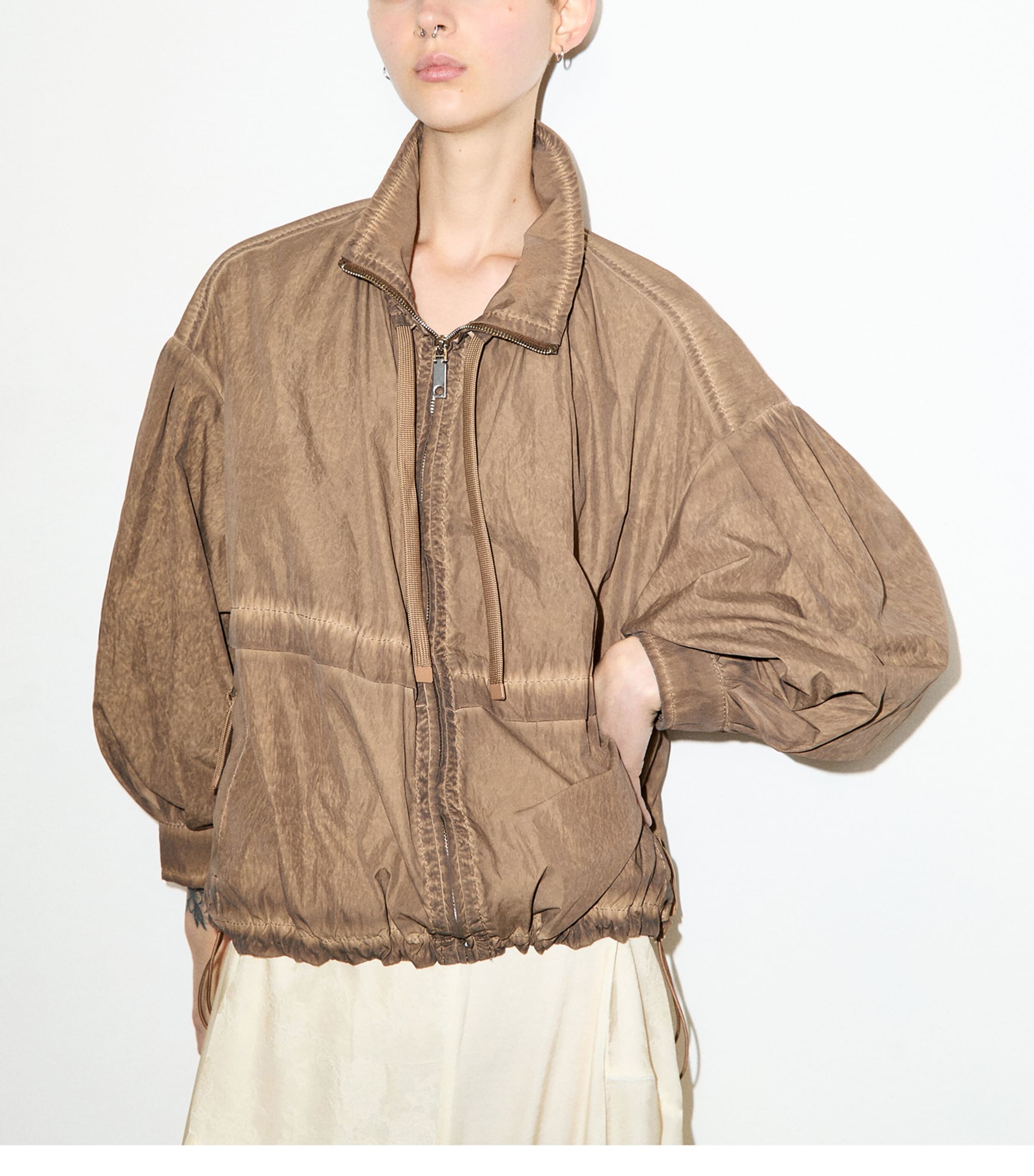 MAX&Co. Womens Oversized Zip-Up Jacket Buck Image 4