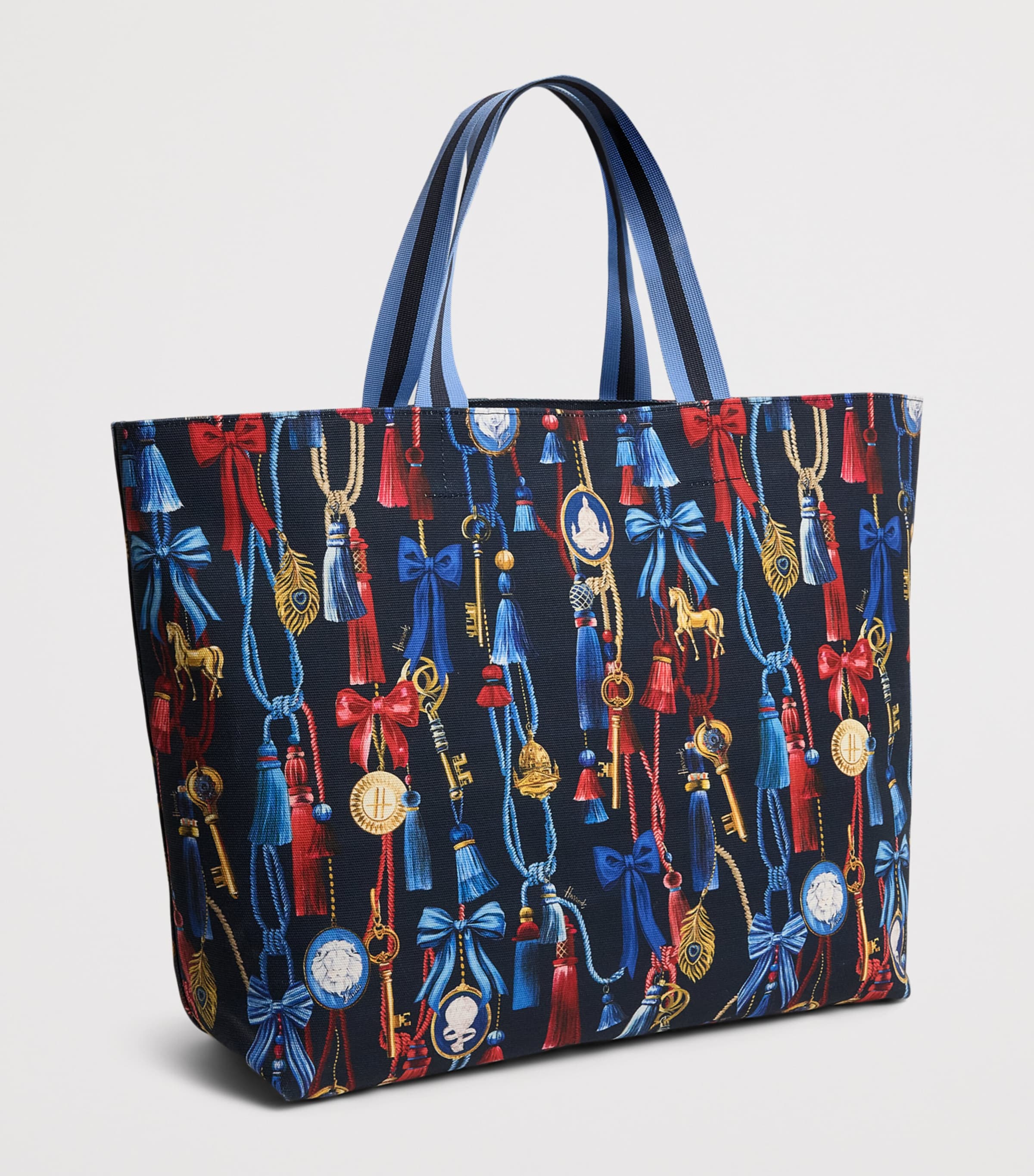 Harrods Large Tassel Tote Bag Navy Image 2