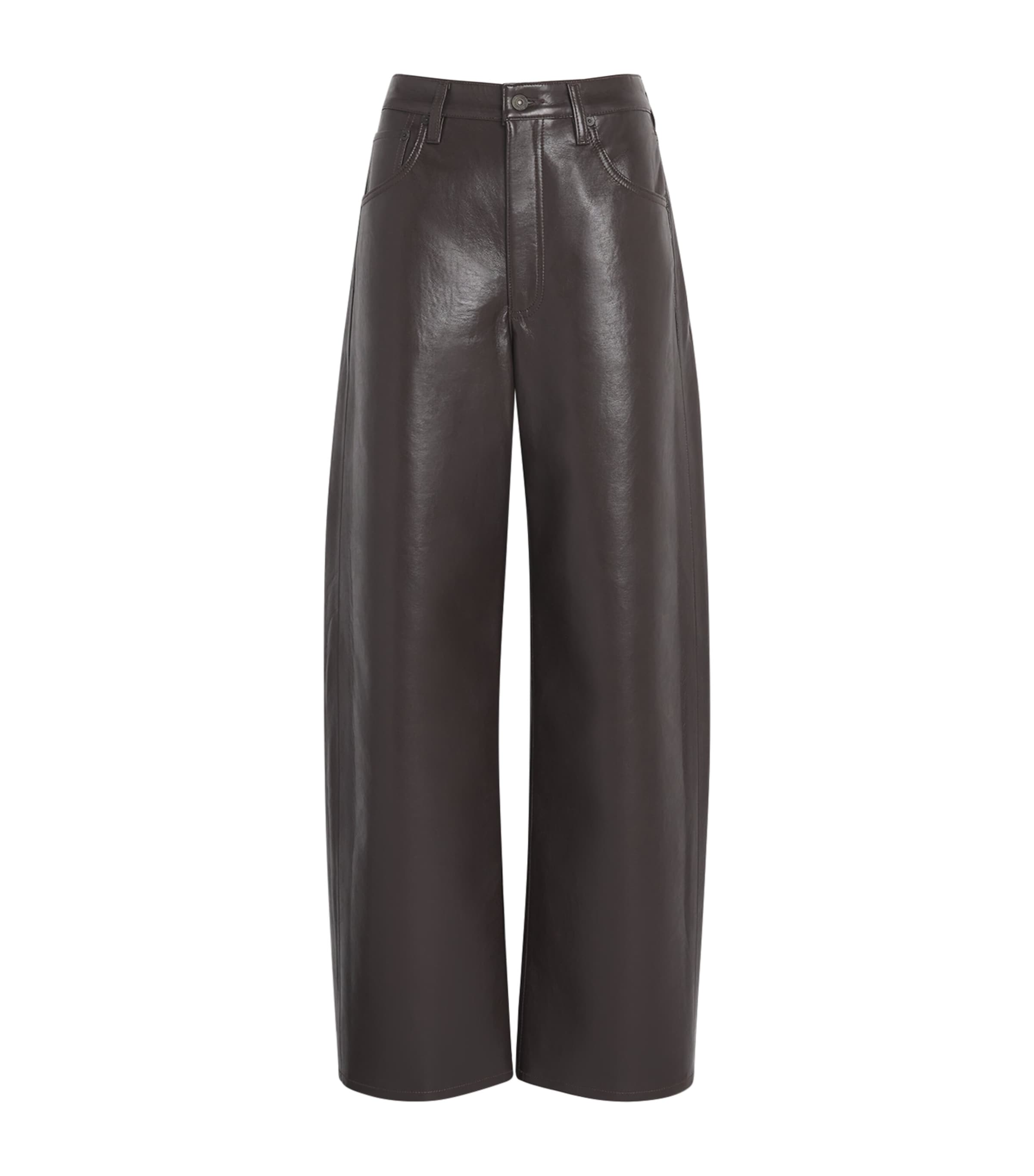 Citizen Of Humanity Leather-blend Ayla Baggy Jeans In Brown