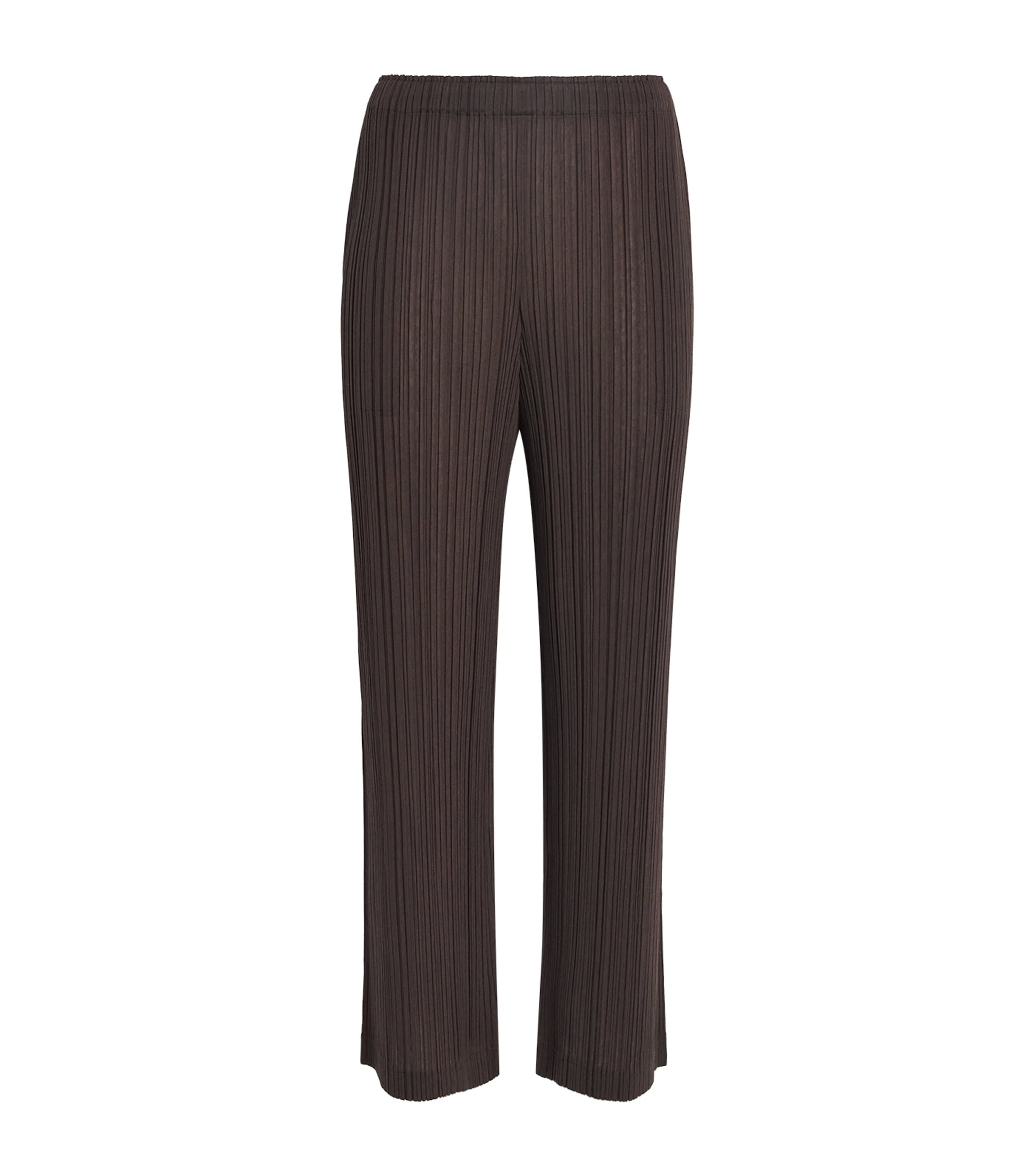 Issey Miyake Slim Fit Pleated Trousers In Brown