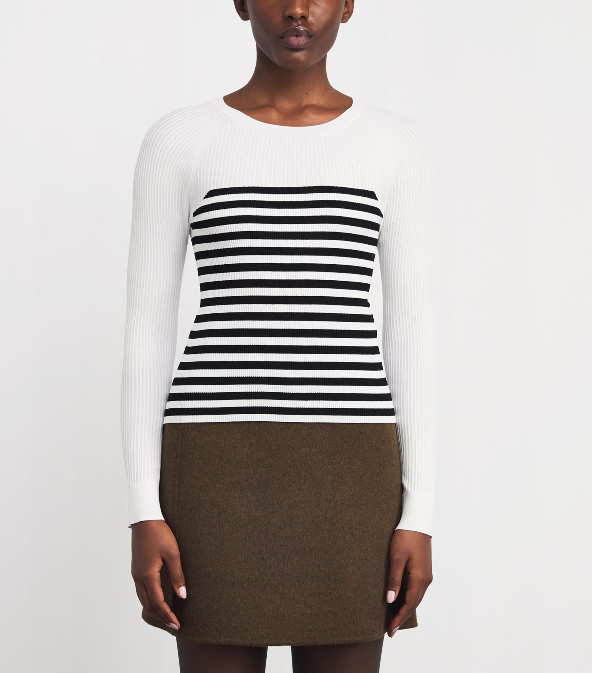 Rib-Knit Stripe Sweater WHITE Image 3