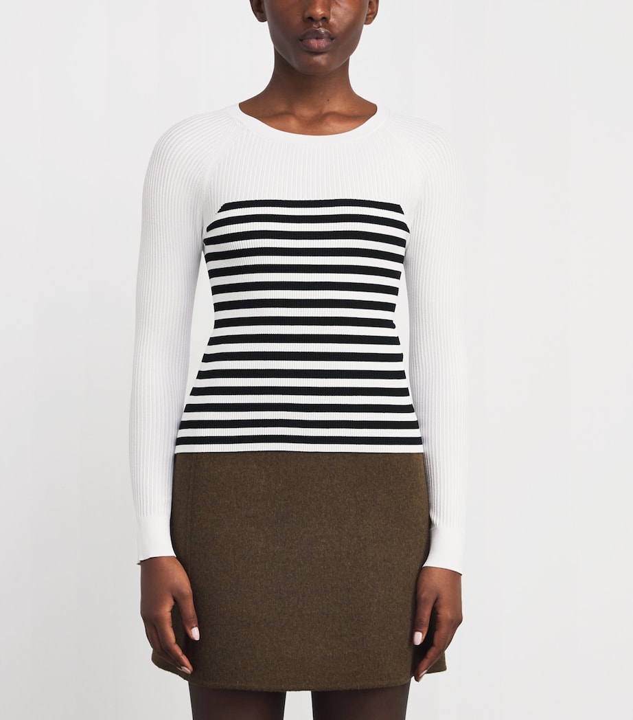 Rib-Knit Stripe Sweater WHITE Image 3