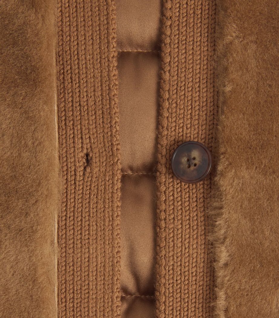 Lafayette 148 Womens Shearling-Camel Hair Quilted Gilet Vicuna Image 6