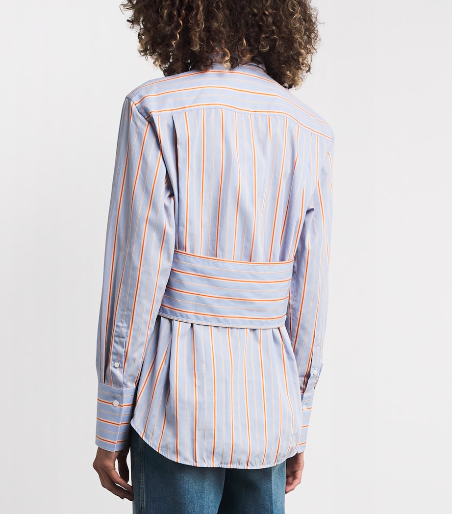 Tab-Detail Stripe Shirt 9472 DELPHINIUM/ORNG Image 4