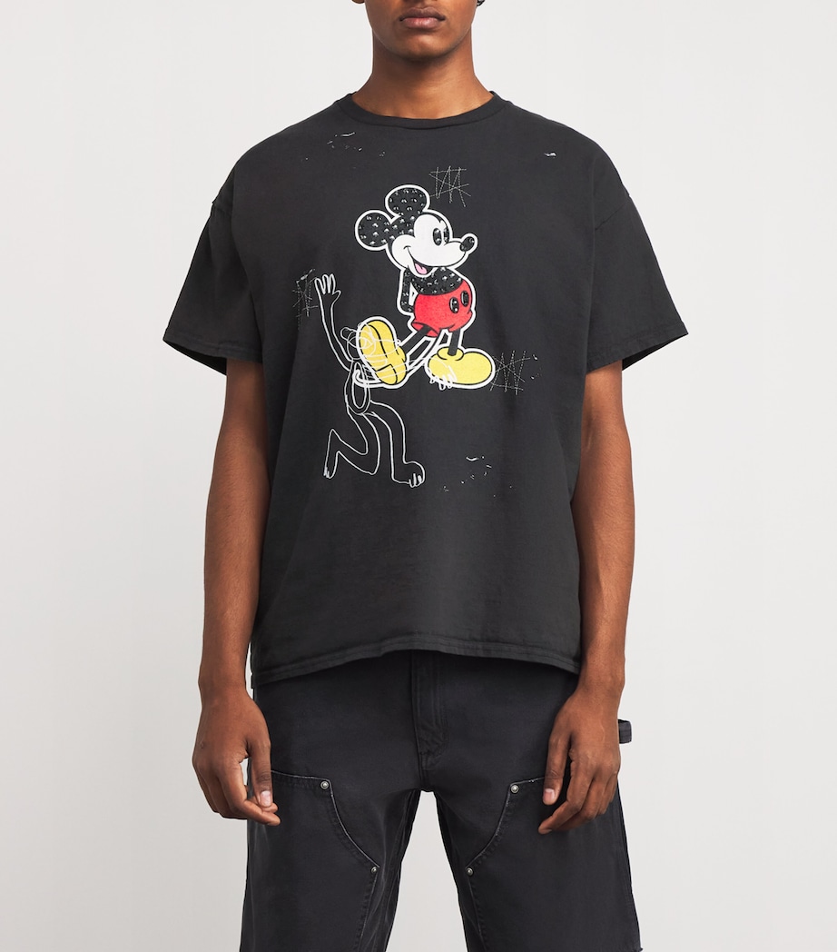 DOMREBEL Mens Cotton Mickey Mouse T-Shirt Black Image 3
