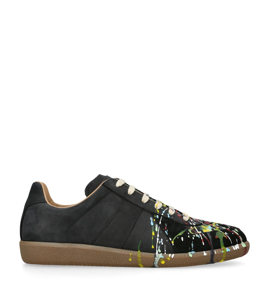 Maison Margiela Leather Paint-Detail Replica Sneakers Green Comb Image 1