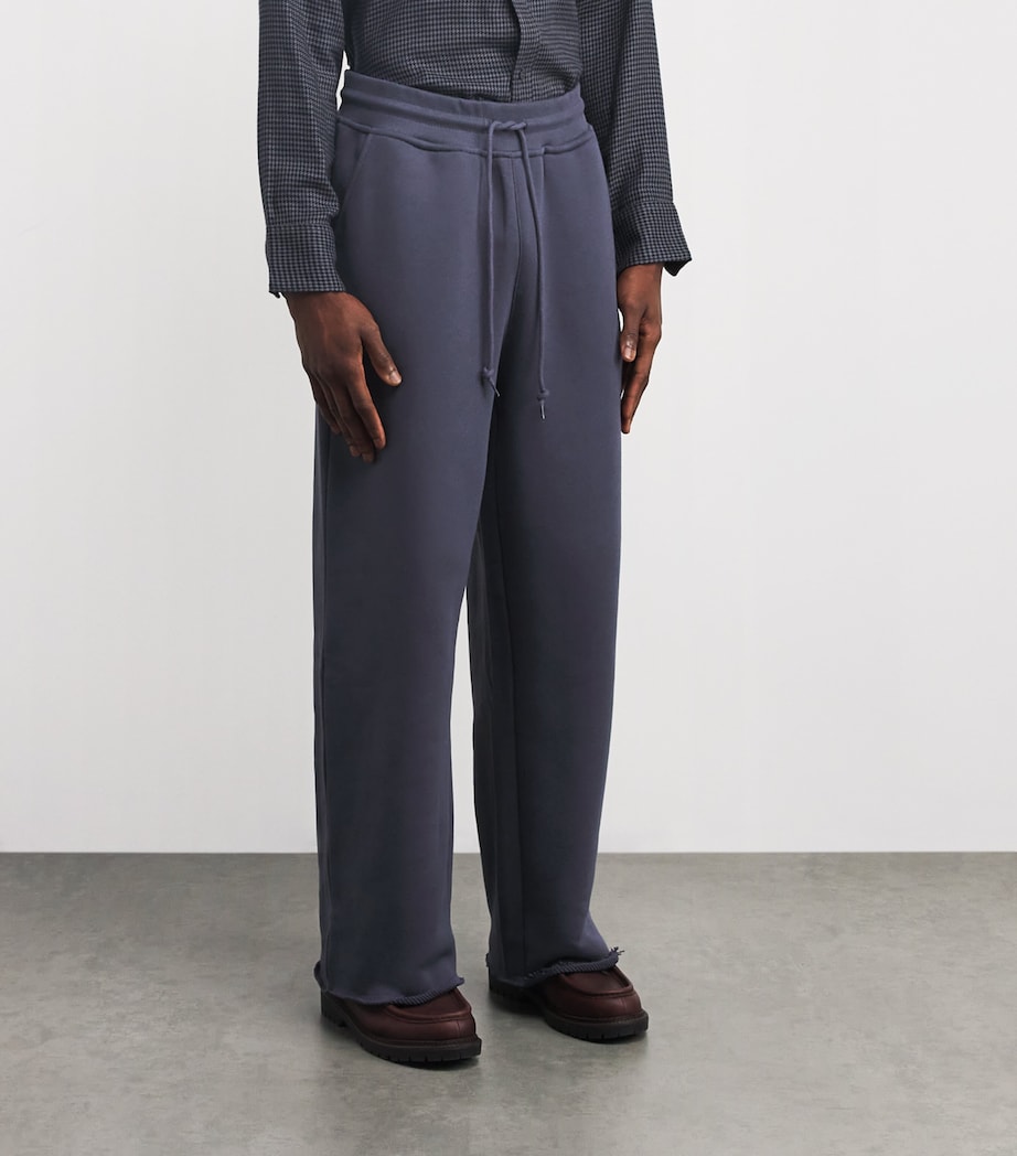 Cotton Raw Hem Wide-Leg Sweatpants SMOKE BLUE Image 3