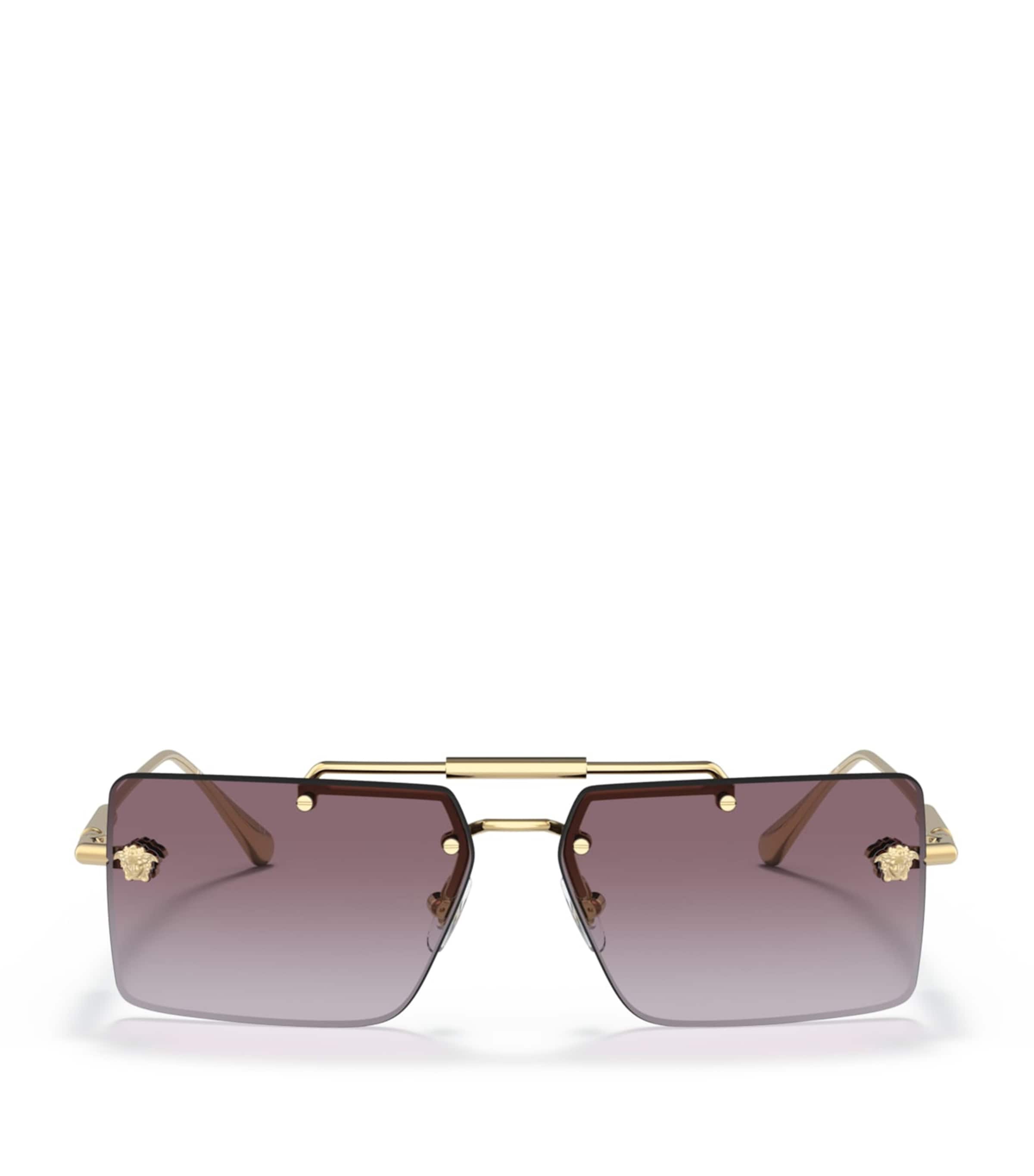 Versace Rimless Rectangle Sunglasses Gold Image 1