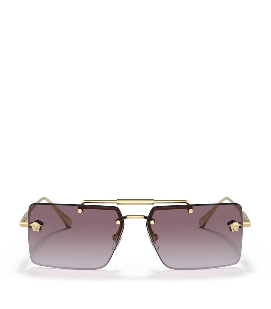 Versace Rimless Rectangle Sunglasses Gold Image 1