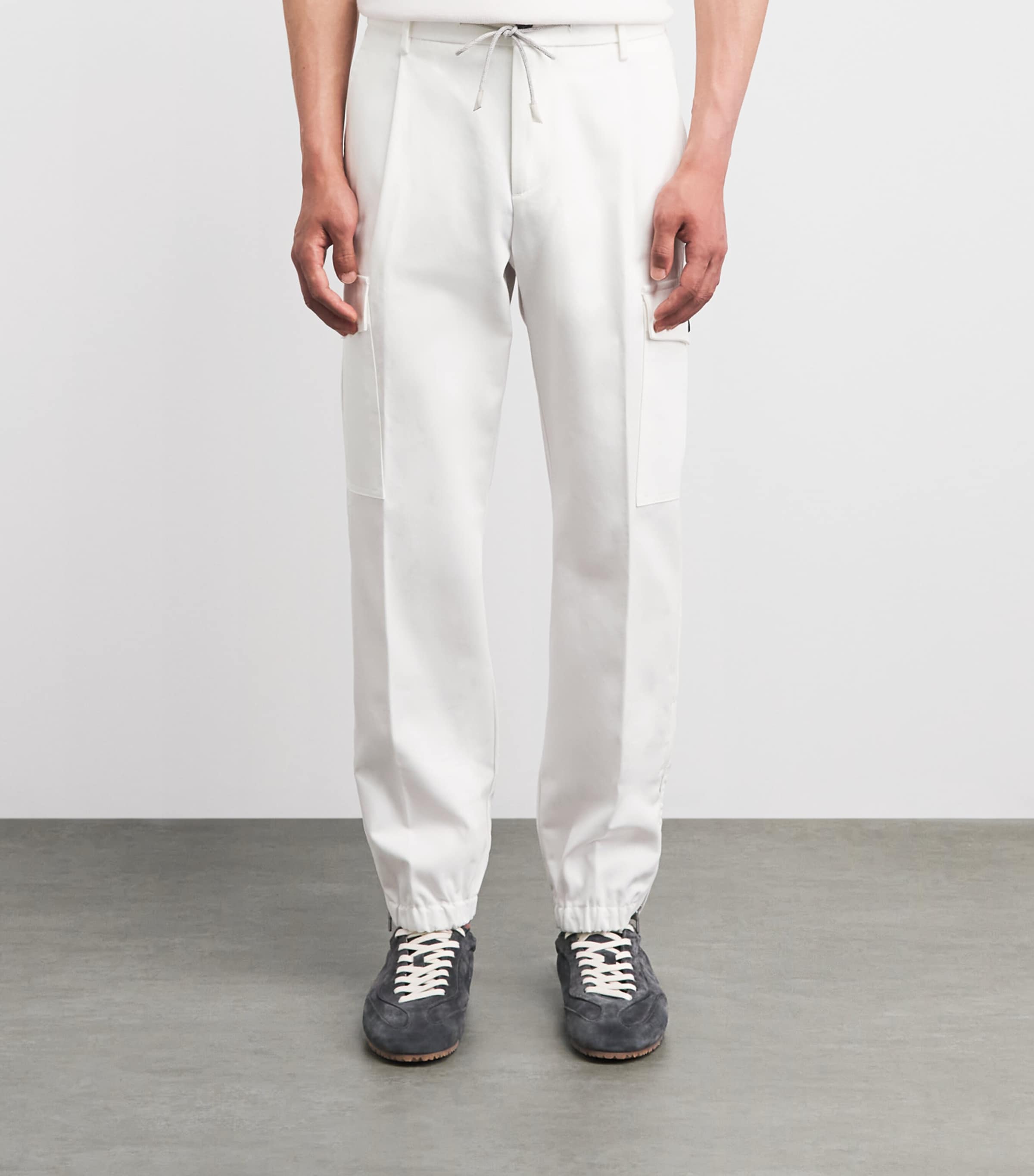 Eleventy Mens Cotton Cargo Trousers Bianco Image 4