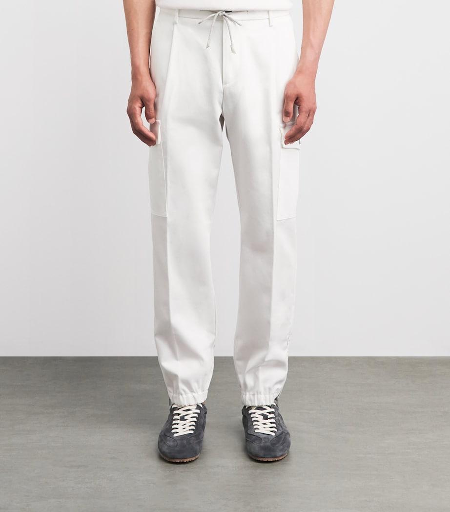 Eleventy Mens Cotton Cargo Trousers Bianco Image 4