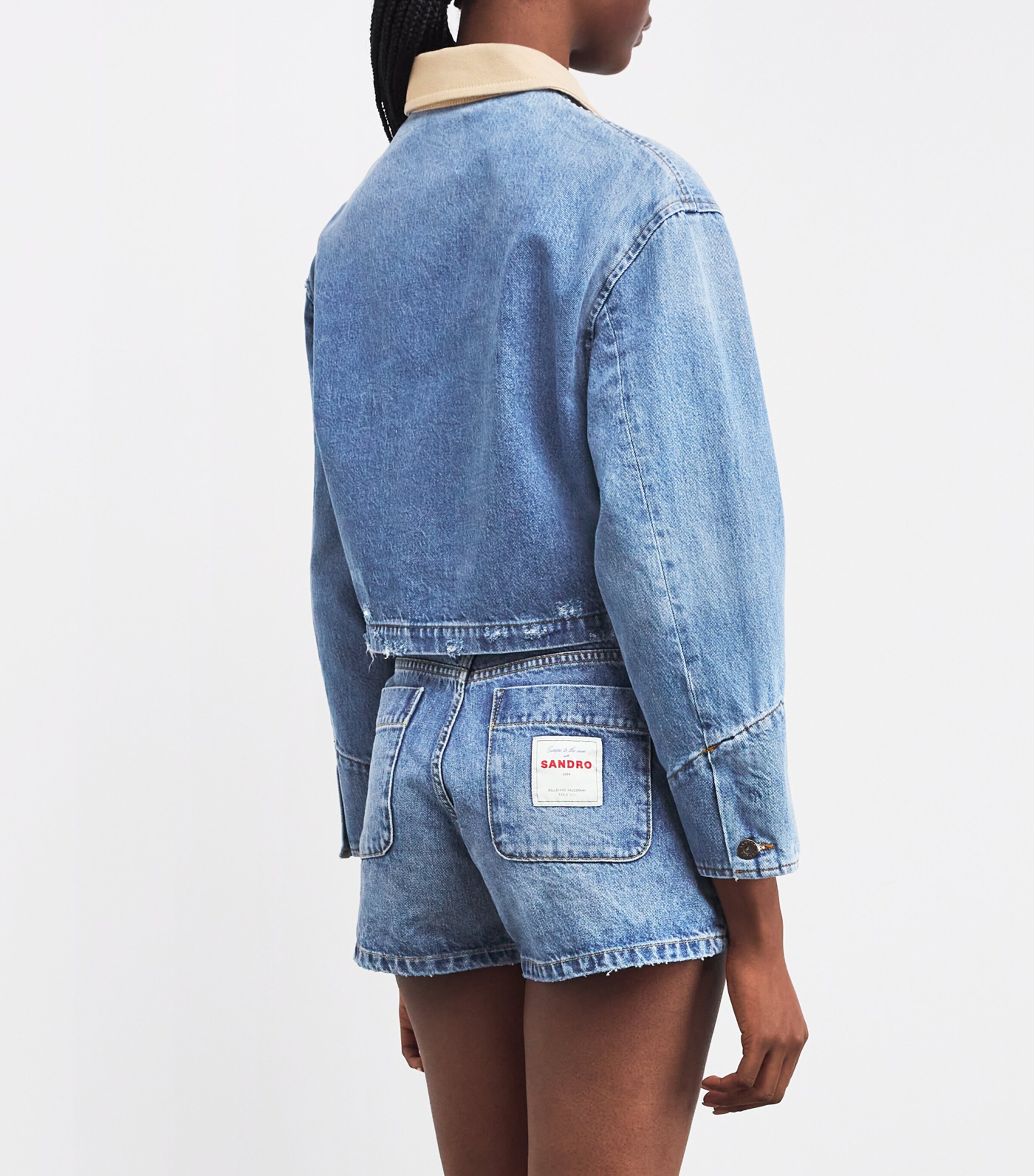 Sandro Paris Contrast-Collar Denim Jacket | Harrods UK