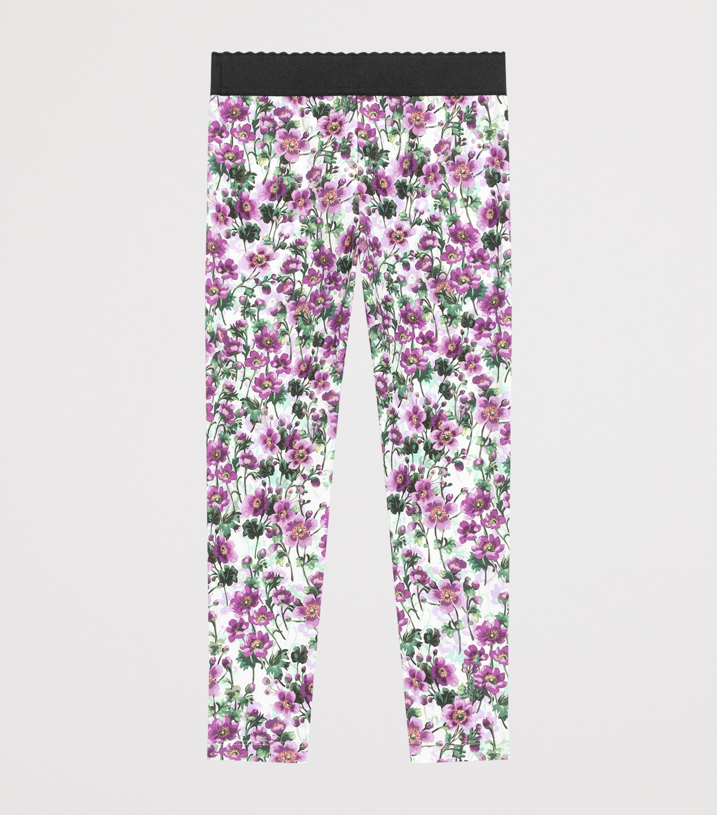Dolce&Gabbana Kids Virgin Wool Violet Print Leggings (8-12 Years) Violette Image 2