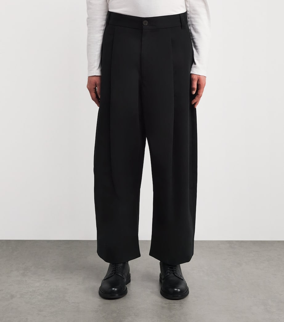 Studio Nicholson Mens Cotton Pleated Sorte Trousers Black Image 3