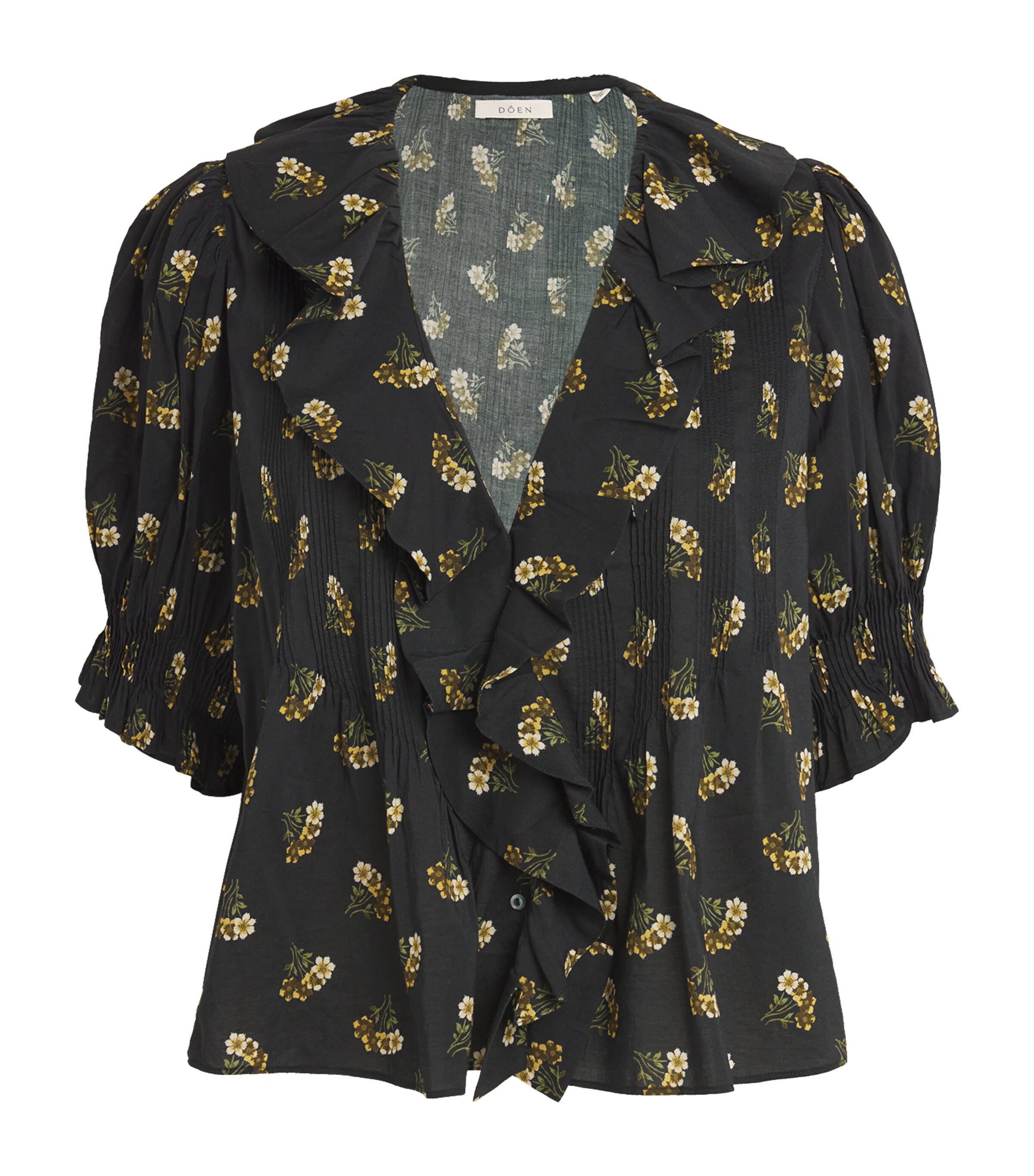 DÔEN Womens Buttercup Bouquet Ruffled Henry Blouse Buttercup Bouquet Image 1