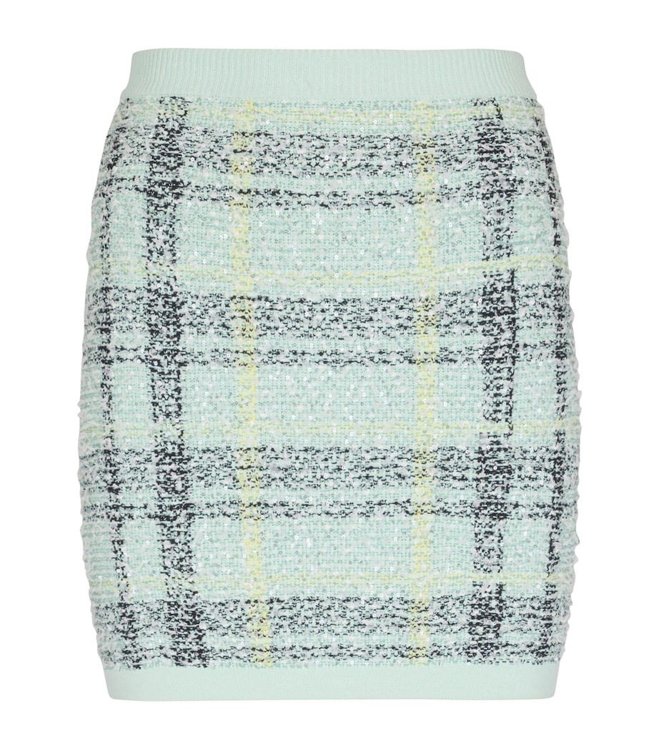 Tweed Embellished Plaid Mini Skirt ULM VERT/JAUNE/NOIR Image 1