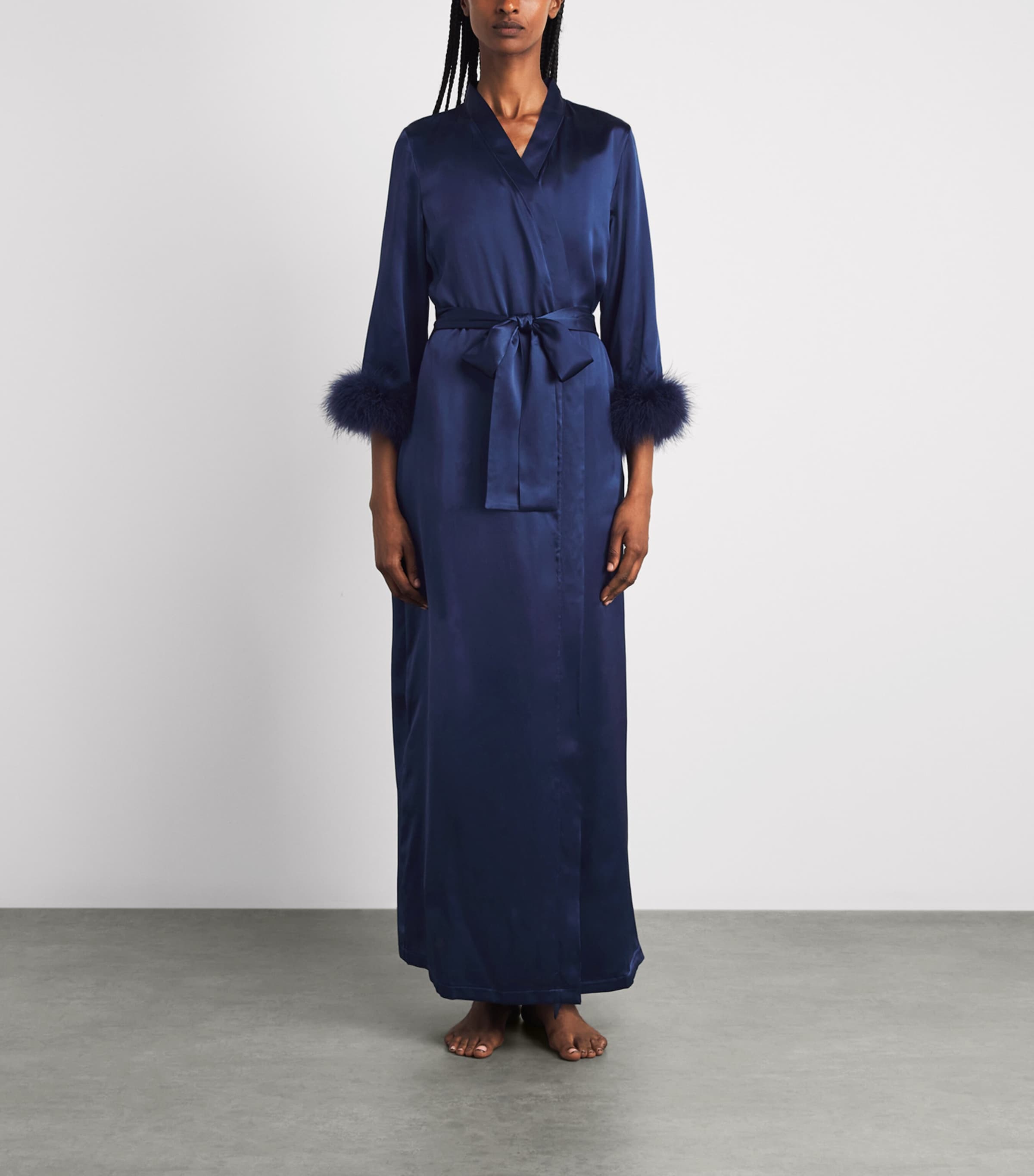 Gilda & Pearl Womens Silk Meet Me At Midnight Robe Sapphire Image 4