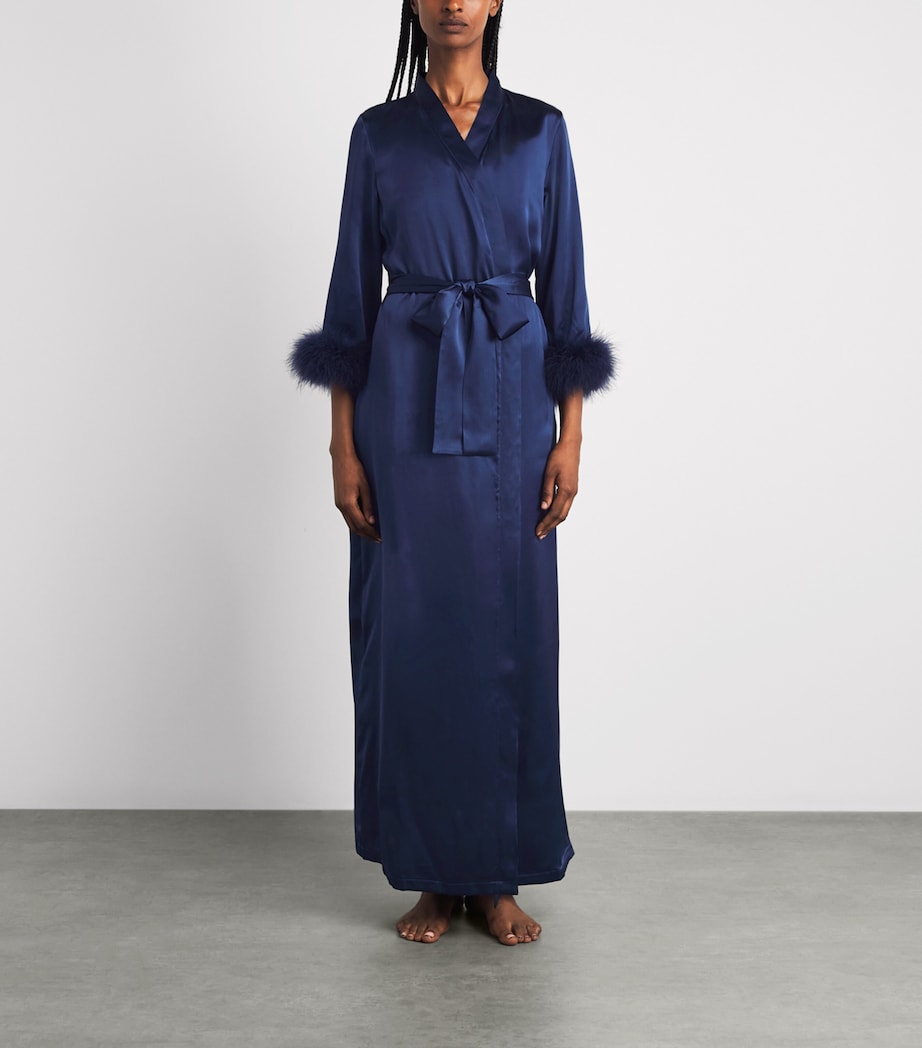 Gilda & Pearl Womens Silk Meet Me At Midnight Robe Sapphire Image 4