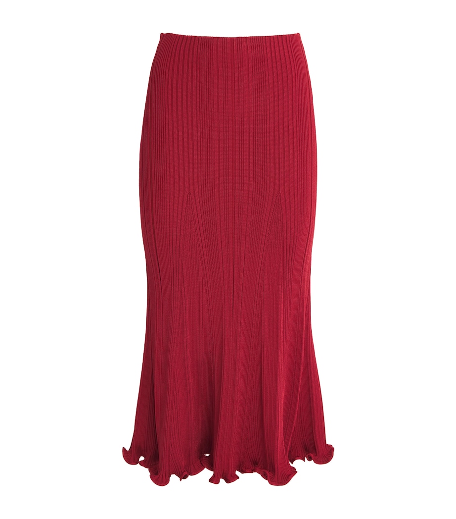 Knit Flared Midi Skirt RED Image 1