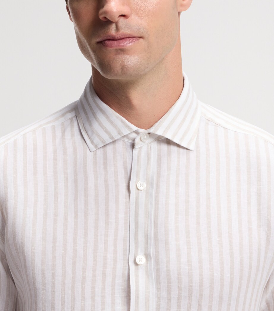 BOSS Mens Linen Stripe Shirt Image 5